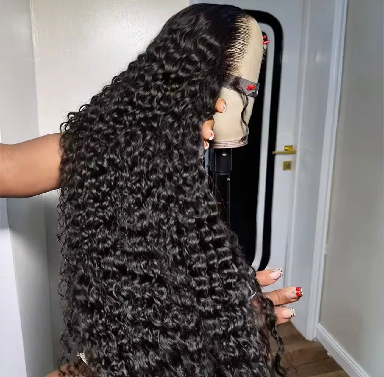 💦 24” Deep Wave Wig – Glueless Black (180%)