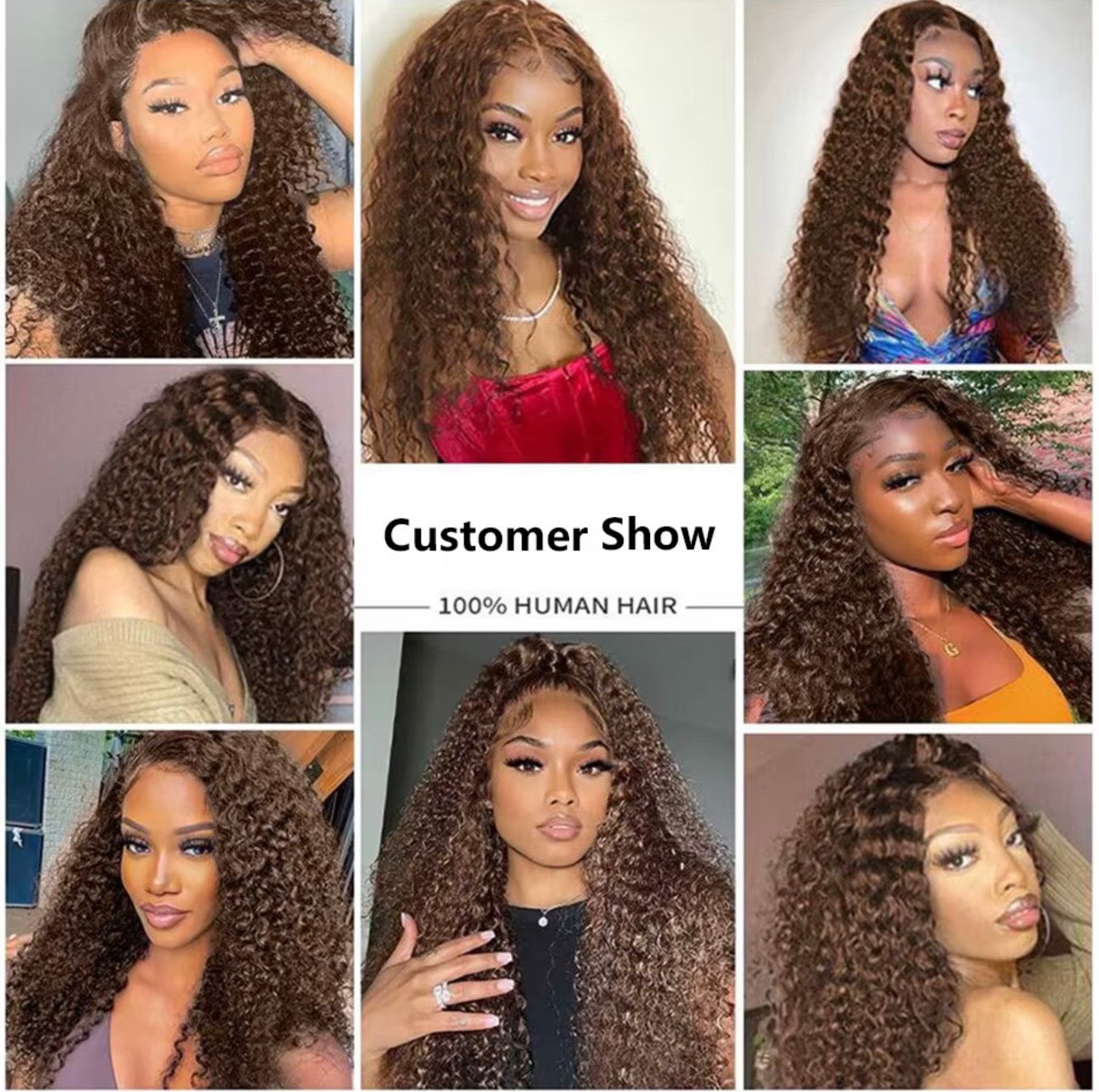 22” Water Wave Wig – 4x4 Brown (#4) (180%)