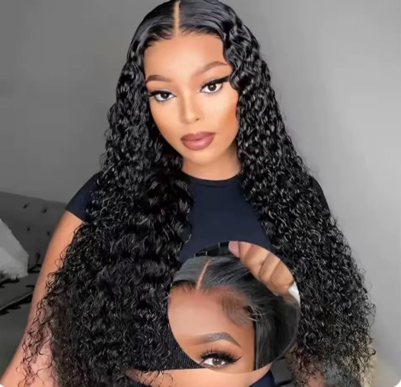 💦 24” Water Wave Wig – 5x5 Black (180%)