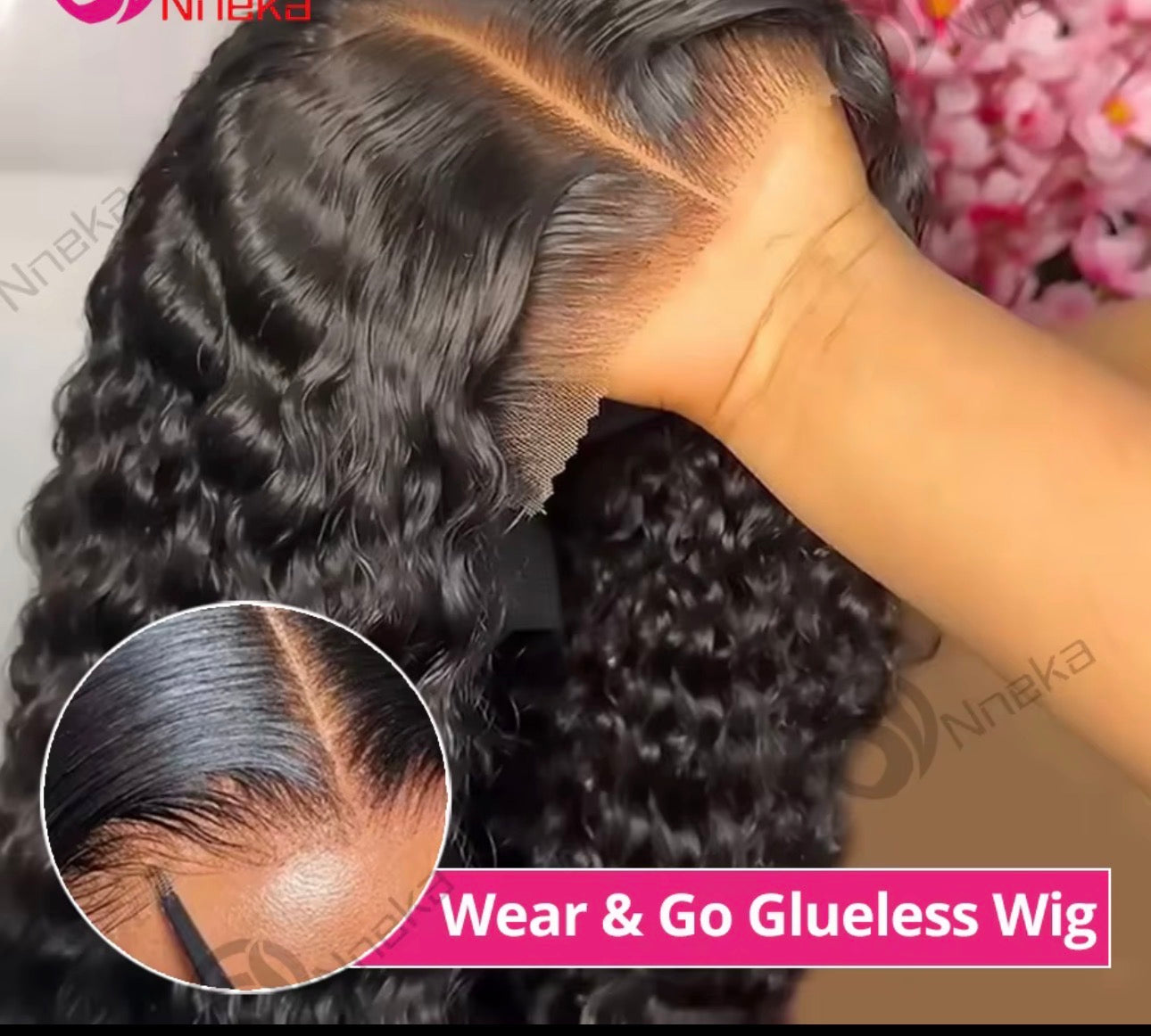 💦 24” Deep Wave Wig – Glueless Black (180%)