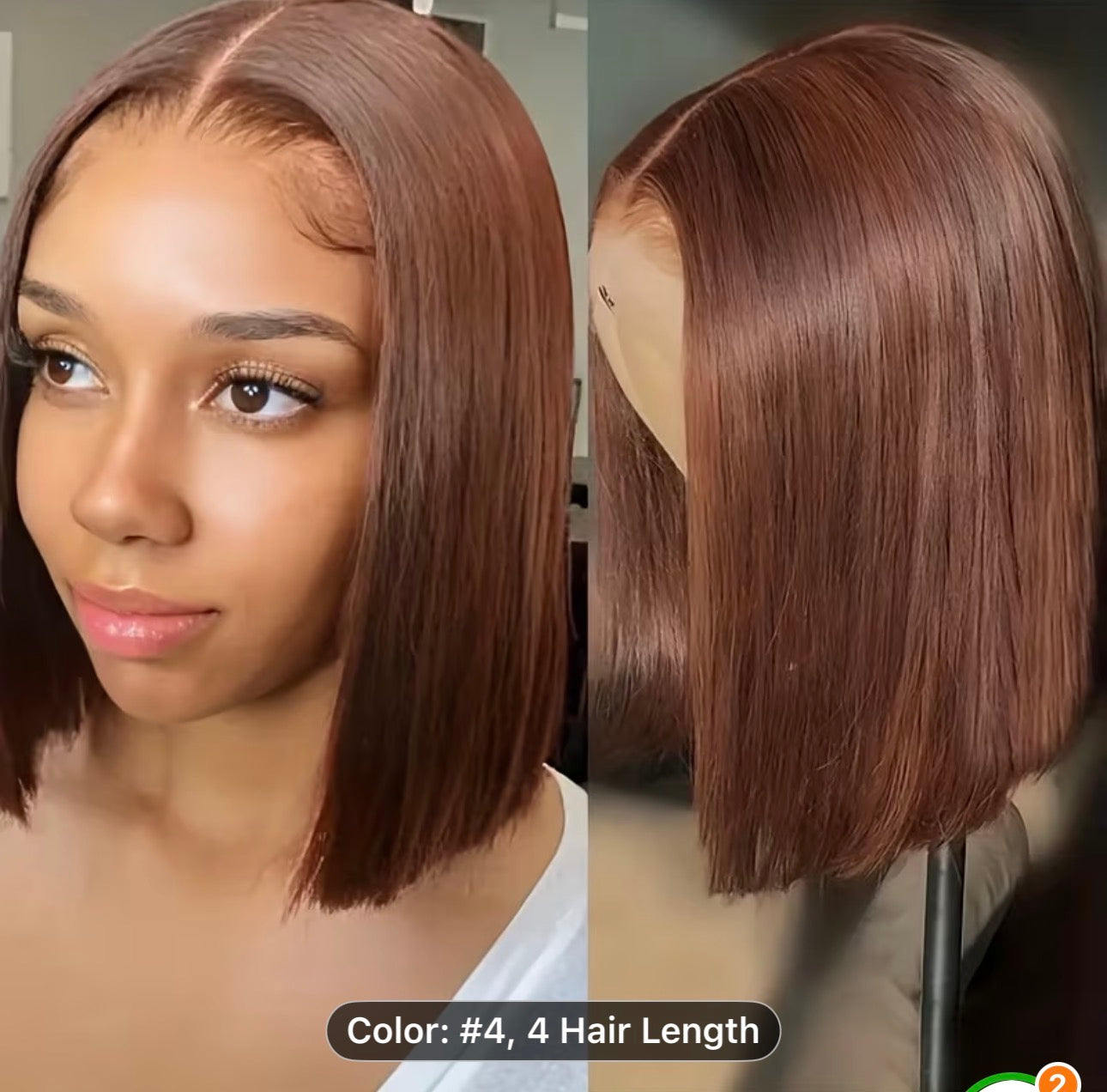 8” BOB WIG – MEDIUM BROWN (#4)