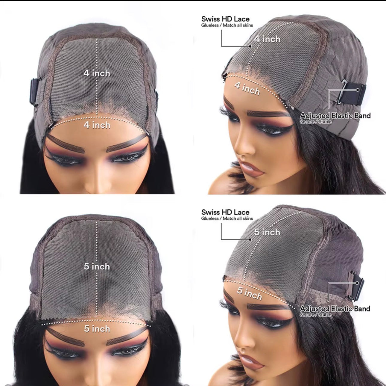 💦 24” Deep Wave Wig – Glueless Black (180%)