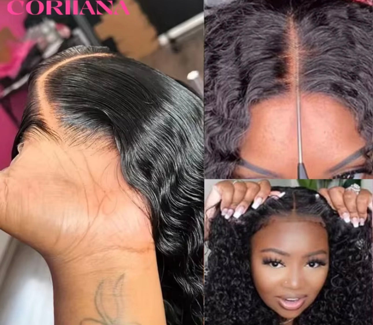 💦 24” Water Wave Wig – 5x5 Black (180%)