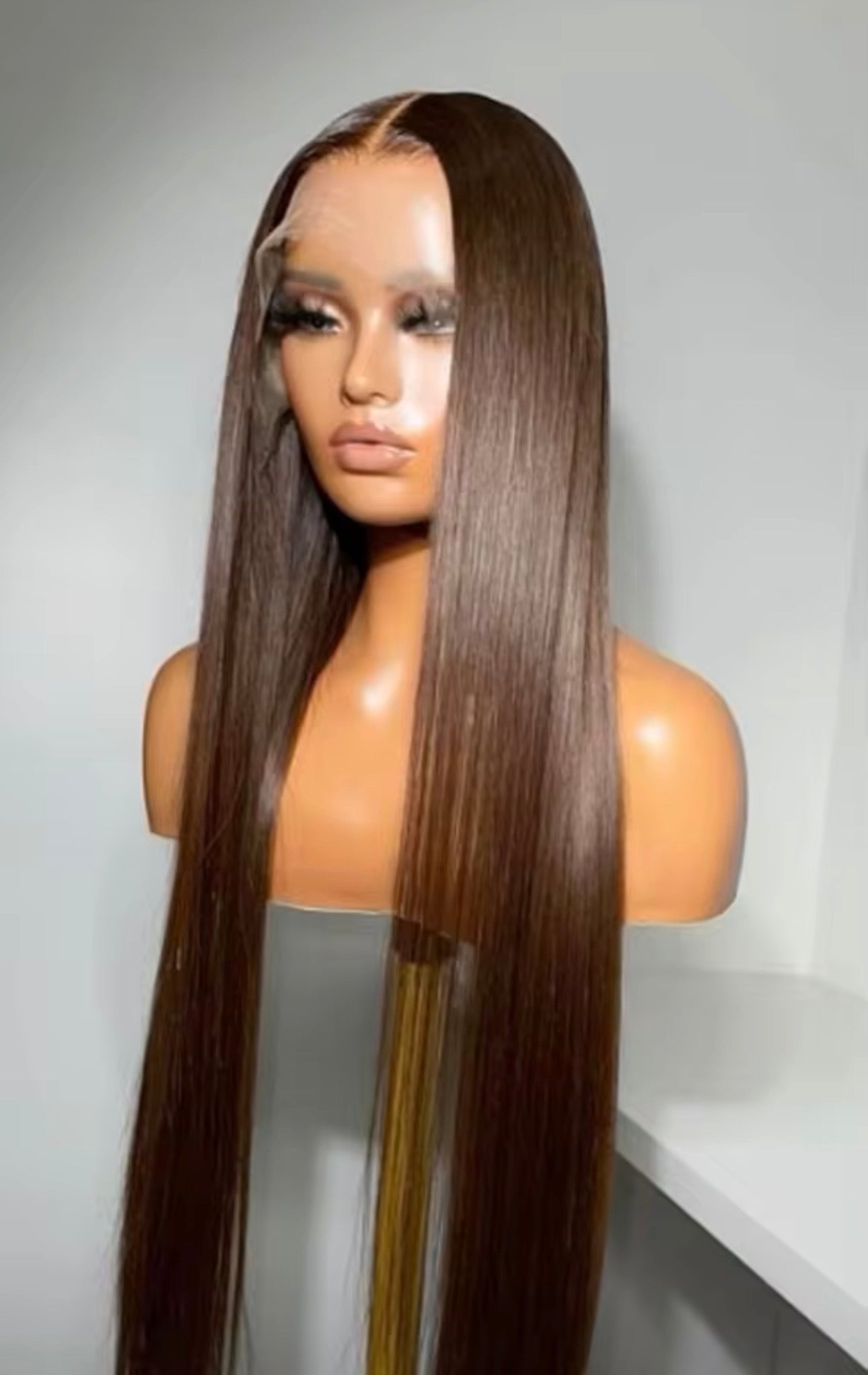 24” Straight Wig – 5x5 Brown (#4) (180%)